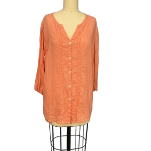 Liz Claiborne Woman Peach Linen Blouse – Size 1X -